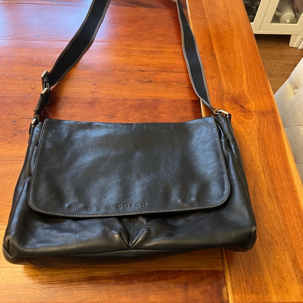 Black leather Coach Messenger bag lightly used